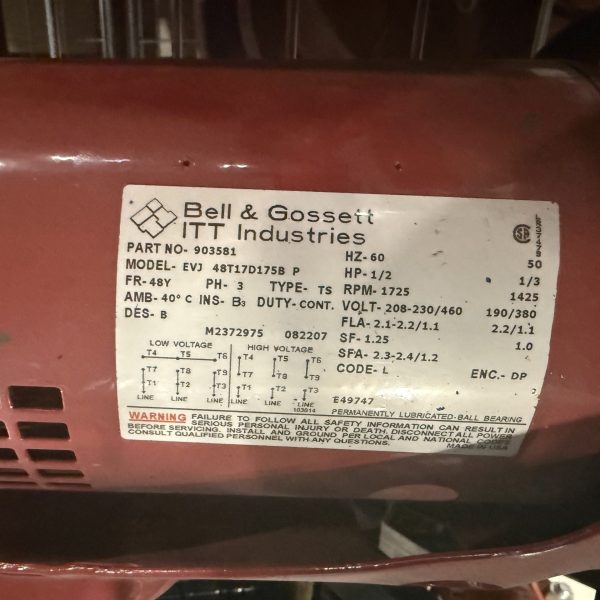 Bell & Gossett 903581 1/2HP 208-230/460V (169229)
